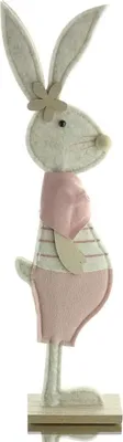 Produktbild von GASPER Oster-Hase Rosa & Grau auf Holzbasis 38 cm - Filz