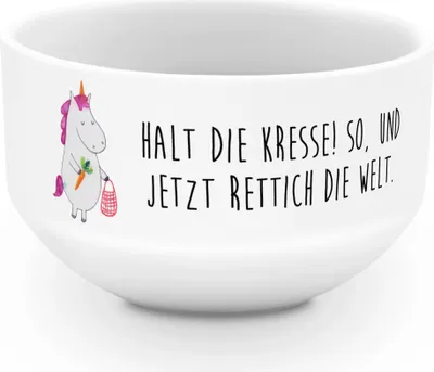Produktbild von Mr. & Mrs. Panda Schüssel Einhorn Gemüse - Weiß - Geschenk, frühstücksbowl, Unicorn, Obstschale, Biomarkt, Wochenmarkt, snackschüssel, Einhörner, schale, Müslischale