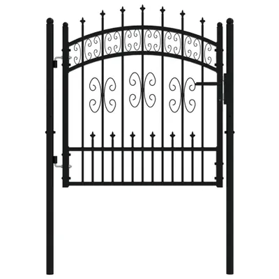 Zdjęcie produktu dla vidaXL Brama ogrodzeniowa z grotami czarna 103x150 cm stalowa