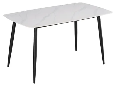 Produktbild von Esstisch Keramik weiß 140 x 80 Vierfuß-Gestell schwarz MILANO