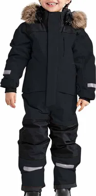 Produktbild von ASKSA Kinder Unisex Skianzug Verdickt Warm Skioverall Winter Skianzuege mit Kapuze Schneeoverall Wasserdicht Winddicht Winteranzug,Schwarz,Groesse:140