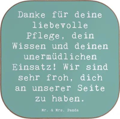 Produktbild von Mr. & Mrs. Panda Untersetzer für Gläser Spruch Dankbare Pflegekraft - Meeresbrise - Geschenk, gläseruntersetzer, Aufmerksamkeit, Coaster, Bedanken, Wertschätzung, Helden