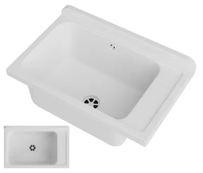 Produktbild von Granitan - Waschbecken - Spülbecken 58x38 cm - Spüle Weiß - mit Siphon - MONZA