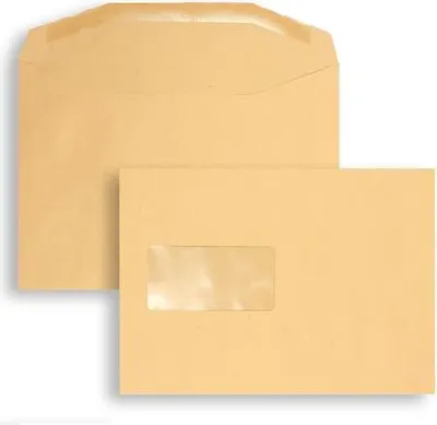 Produktbild von Kuvertierhüllen C5 80g/qm gummiert Fenster VE=500 Stück braun