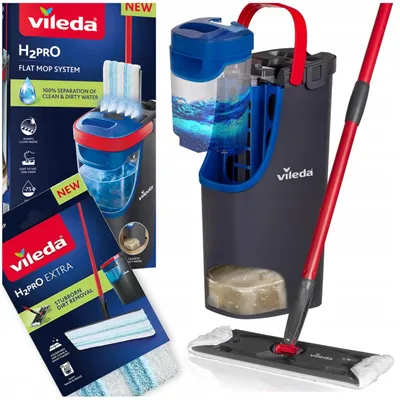 Produktbild von Vileda H2prO Flachwischmopp mit Eimer und Mikrofaser