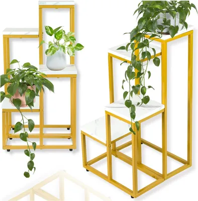 Produktbild von Stehender Blumenständer, Metallregal, Blumenständer, Pflanzen, Töpfe, 4 Ebenen