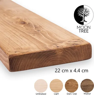 Immagine prodotto di MoonTree | mensola da parete rustica in legno Liden, 22x4,4x90cm, rovere scuro | mensola da appendere, mensola da parete in legno per il soggiorno