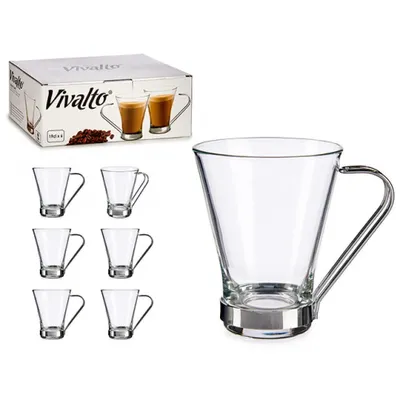 Produktbild von 6 Latte Macchiato Gläser 190ml Kaffeegläser Teeglas mit Metal Henkel