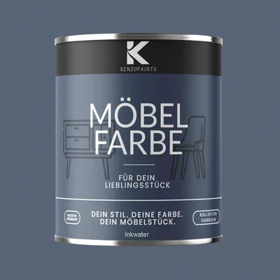 Produktbild von Kenzopaints 750ml Möbelfarbe Möbellack Buntlack Farbraum - Inkwater