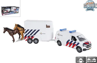 Produktbild von Volkswagen Polizeibus Spielzeugauto mit Anhänger Diecast Metall Weiß