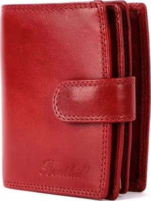 Produktbild von Benthill Damen Geldbörse Echt Leder - Geldbeutel mit RFID Schutz - Portemonnaie mit viele Kartenfächer - Echtleder Vintage Damenbörse inkl. Geschenkbox