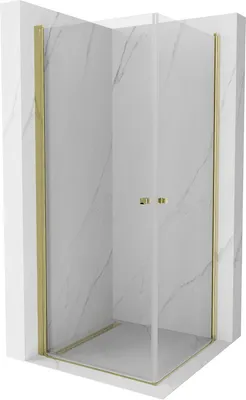 Produktbild von Mexen Pretoria Duo kippbare Duschabtrennung 80 x 80 cm, Transparent, Gold - 852-080-080-50-00-02