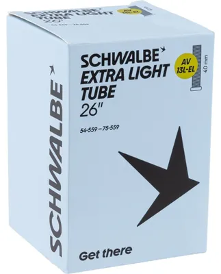 Image de Chambre à air Schrader 40 mm pour vélo, marque Schwalbe, transparente, compatible avec les pneus de 26 pouces, largeur 2,10 à 2,90