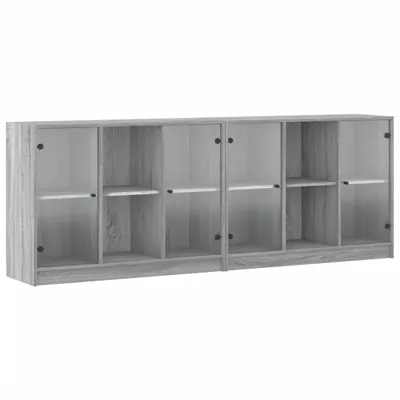 Obrázek produktu pro Knihovna s dvířky šedá sonoma 204 x 37 x 75 cm kompozitní dřevo