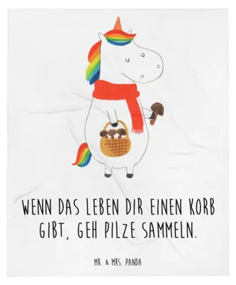 Produktbild von Mr. & Mrs. Panda Tagesdecke Einhorn Pilz - Weiß - Geschenk, Decke, Unicorn, Pilze, Kuscheldecke, Liebeskummer, Einhörner, Sofadecke, Wohndecke, Spruch, Winterdecke