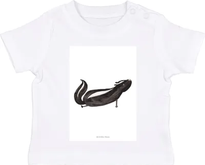 Produktbild von Mr. & Mrs. Panda Babyshirt Stinktier Yoga 12. - 18. Monat - Weiß - Geschenk, Kinder Oberteil, Wildtier, Raubtier, Baby, Liebe, Kurzarmshirt,  T-Shirt, Namaste