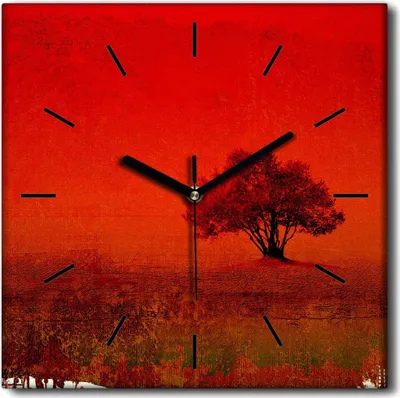 Produktbild von Coloray Uhr auf Leinwand 30x30 cm Wand Uhr Dekoration Wohnzimmer Segeltuch schwarze Hände -Grunge Olivenbaum