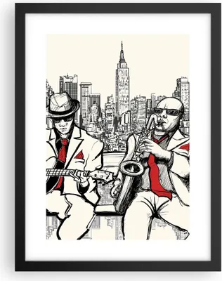 Produktbild von Gerahmtes Poster - Schwarzer Rahmen - Jazz Musik Musiker - 30x40 cm - Wand Bild - Wanddeko - Wandbilder - Kunstposter - Wandposter - Bilderrahmen - Bilder - Kunstdruck - Wandbild - P2BPA30x40-3599
