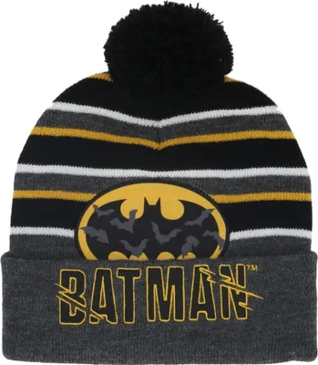 Produktbild von Batman Mütze für Kinder – Onesize Wintermütze mit Stickerei und Bommel