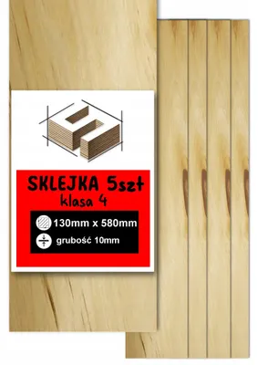 Zdjęcie produktu dla 5x Sklejka brzozowa 130 × 580 × 10 mm, klasa 4/4 - laser, CNC, grawerowanie, modelarstwo i DIY