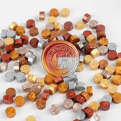 Imagen del producto de Sellos de cera, 200 unidades, sellos octagonales multicolores para cera – Perlas metálicas vintage para cera, ideales para manualidades y proyectos de bricolaje