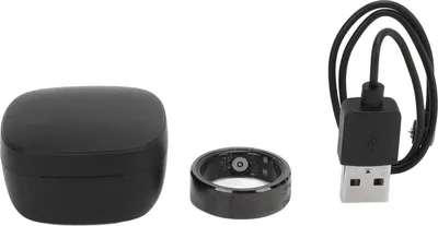 Zdjęcie produktu dla Smart Ring Health Tracker IP68 Wodoodporny Bluetooth Aktywność świetlna z etui ładującym dla sportu Czarny Rozmiar 9, ID 18,9 mm / 0,7 cala