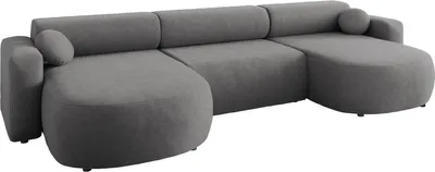 Produktbild von MIRJAN24 Ecksofa Nicelo U, Wohnzimmer U-Form mit Bettkasten und Schlaffunktion, Dekorative Kissen-Set, Seite universal (Farbe: Velo 635)
