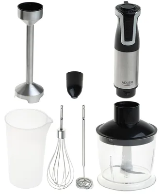 Immagine prodotto di Frullatore Portatile 5 in 1 Adler AD4627B, 20 Velocità, Frullatore Professionale, 1500W, Funzione Turbo, Multifunzionale per Macinare, Frullare, Mescolare, Tritare e Montare Uova, Capacità 700ml/600ml