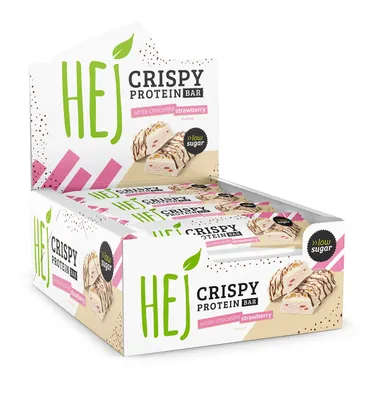 Immagine prodotto di HEJ Crispy | Barretta proteica | 12 x 45 g | Cioccolato bianco e fragola
