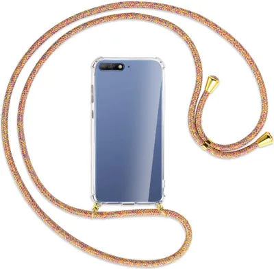 Produktbild von Handykette Backcover-Schutzhülle mit Band (Metall goldfarben) für Huawei Y6 2018 - Rainbow