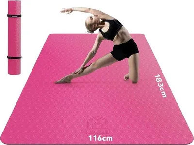 Productafbeelding van Grote Yogamat - Sportmat Fitnessmat - Thuis Training - Dubbelzijdig Antislip - 183x122cm - Roze