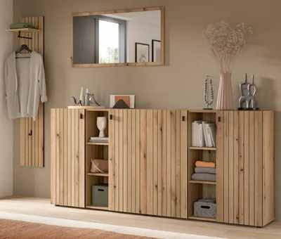 Produktbild von Garderobe Set 4-teilig "Loreno" in Evoke Eiche 258 x 192 cm