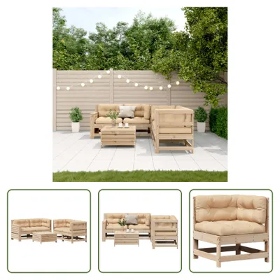 Produktbild von The Living Store 5-tlg. Garten-Lounge-Set mit Kissen Massivholz Kiefer