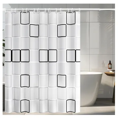 Productafbeelding van Douchgordijn voor douche en bad, 180 x 200 cm, 12 haken, waterdicht, snel drogend
