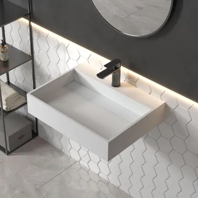 Obrázek produktu pro Nástěnné umyvadlo Stilform 60×46×13 cm | minerální odlitek | bílá matná