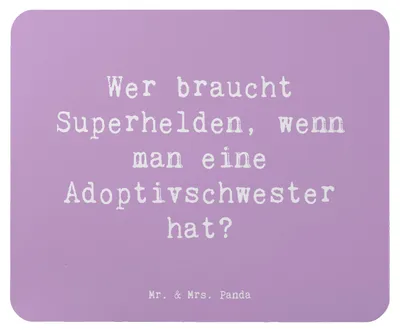 Produktbild von Mr. & Mrs. Panda Mousepad Spruch Adoptivschwester Heldin - Lavendeltraum - Geschenk, computer, Adoption, gemeinsame Erlebnisse, Verwandte, Bewunderung, Mouse Pad, Mauspad