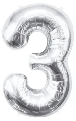 Produktbild von XL Folienballon Zahl 3 silber 85 cm