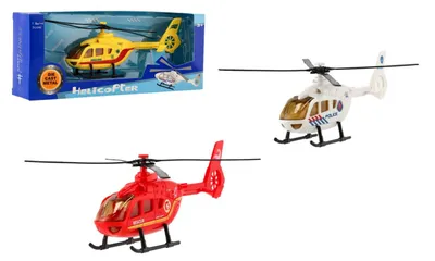 Image de Hélicoptère de secours en métal et plastique, 18 cm, 3 modèles dans une boîte de 26 x 10 x 5 cm