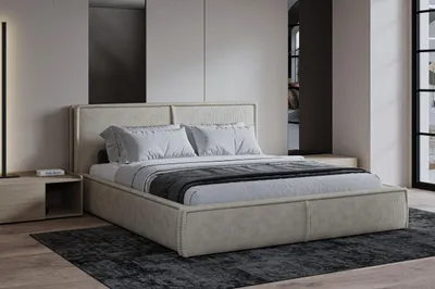 Produktbild von MOEBLO Polsterbett Bett 04 – Doppelbett mit Cord Bezug, Kopfstütze, gepolstertes Kopfteil, Rahmenbettgestell, Bettkasten und Lattenrost - 180x200 - Beige (Poso 02)