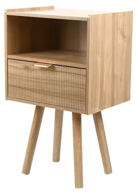 Image de Table de chevet en bois avec tiroirs, de style européen