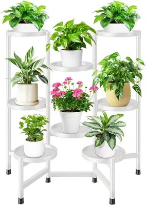 Image de Support à fleurs en métal avec 8 niveaux, idéal pour une utilisation intérieure et extérieure