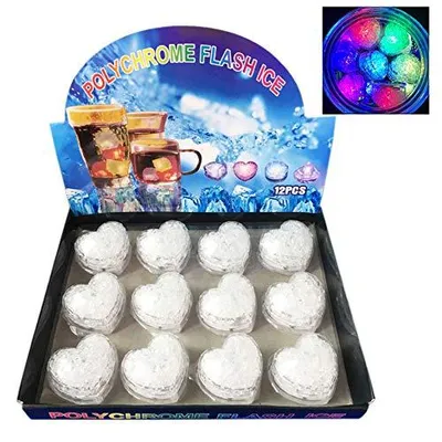 LED-Eiswürfel Herzform, 12 Stück, mehrfarbig blinkend