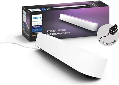Produktbild von Philips Hue White and Color ambiance Play Lightbar weiß Basis-Set, Intelligente Tischleuchte, Bluetooth/Zigbee, Weiß, Integrierte LED, Synthetik, Nicht austauschbare(s) Leuchtmittel