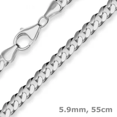 5-9mm-Panzerkette-oval-diamantiert-925-Silber-rhodiniert-55cm