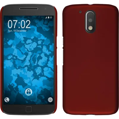 Produktbild von PhoneNatic Case kompatibel mit Motorola Moto G4 Plus - Hülle rot gummiert Hard-case + 2 Schutzfolien