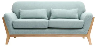 Produktbild von Miliboo - Sofa skandinavisch 2 Plätze Lagunenblau Holzbeine YOKO