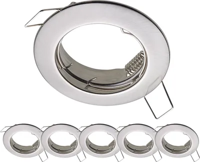 Produktbild von 6er Set Oktaplex Einbauspots 60mm Lochmaß Deckenstrahler Edelstahl gebürstet