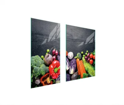 Image de Plaques de recouvrement pour cuisinière 2 pièces 75x52 Couverture de plaque vitrocéramique Verre Planche à découper Légumes Bois