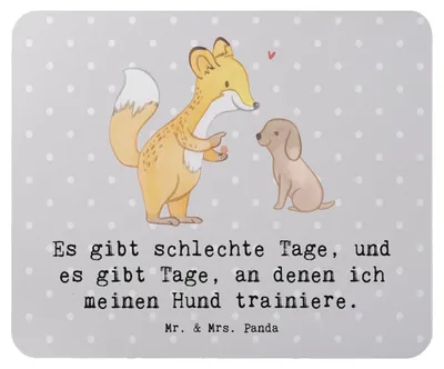 Produktbild von Mr. & Mrs. Panda Mouse Pad Fuchs Hundetraining - Grau Pastell - Geschenk, Welpenschule, mausteppich, Hundeerziehung, Mauspad, mousematte, Hundeprüfung, Hundeschule