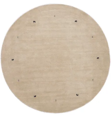 Image de carpetfine Tapis de laine Gabbeh Uni ronde Blanc Ø 80 cm | Tapis moderne pour le salon et la chambre à coucher